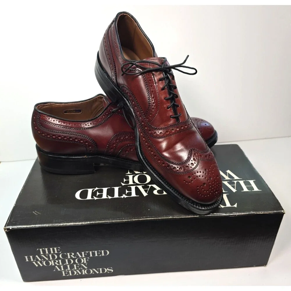 Allen Edmonds Cambridge 8685 Shell Cordovan Wingtip Oxford Burgundy 8.5 D USA